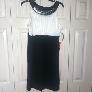 AA Studio Jeweled Neck Empire Waist Dress